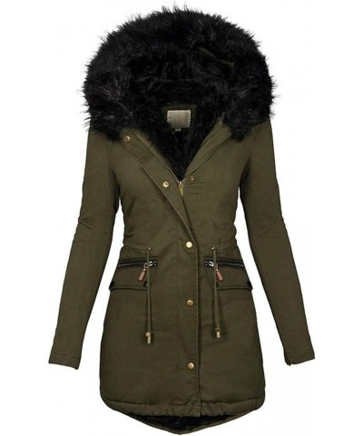 Winter Coats for Women Plus Size Parkas Outwear with Hooded Collar Padded Zip Up Jackets Thick Warm Puffer Down F-army Green ...