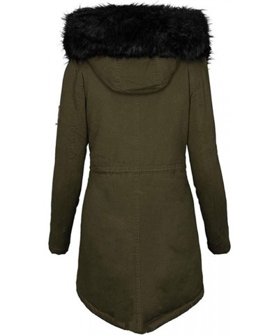 Winter Coats for Women Plus Size Parkas Outwear with Hooded Collar Padded Zip Up Jackets Thick Warm Puffer Down F-army Green ...