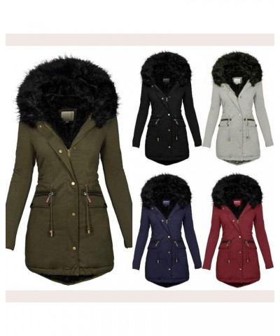 Winter Coats for Women Plus Size Parkas Outwear with Hooded Collar Padded Zip Up Jackets Thick Warm Puffer Down F-army Green ...