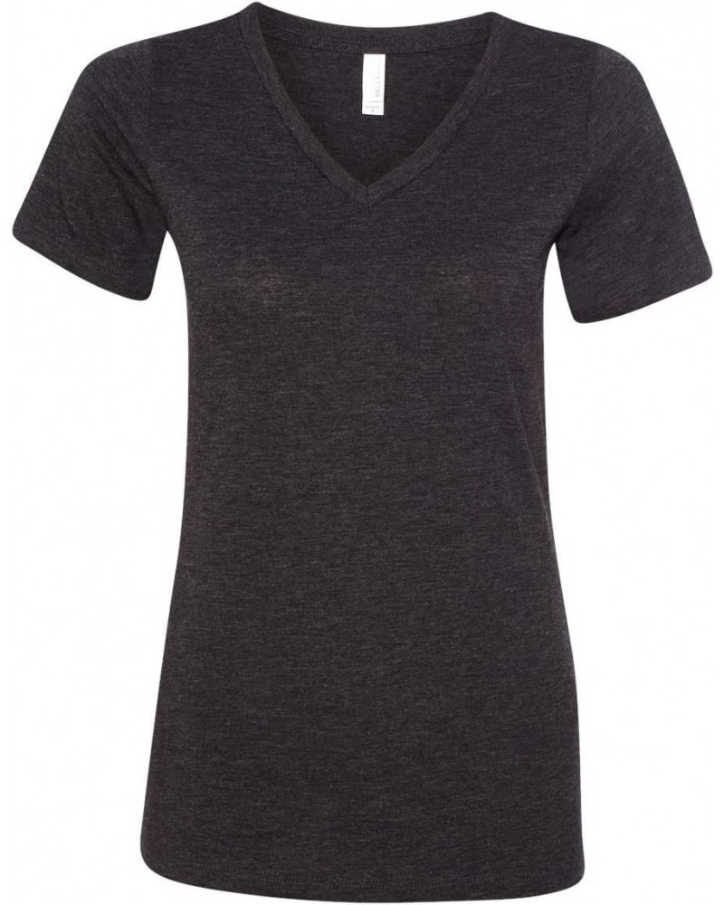 Women's Relaxed Jersey V-Neck T-Shirt_Charcoal-Black Triblend_Small $7.60 T-Shirts