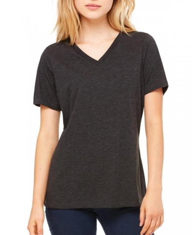 Women's Relaxed Jersey V-Neck T-Shirt_Charcoal-Black Triblend_Small $7.60 T-Shirts