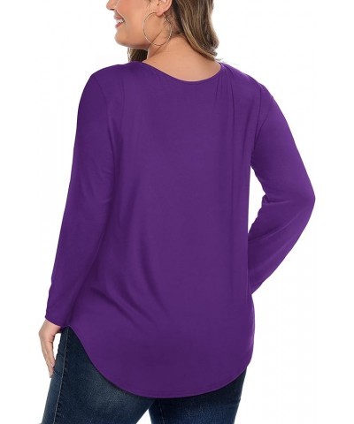 Womens' Plus Size Tops with Short/Long Sleeve Criss Cross Neck C: Pruple $10.99 T-Shirts