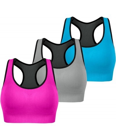 Racerback Sports Bras for Women Seamless Multipack Activewear Bras for Gym Fitness Padded Workout Sleep Everyday Bra Grey/Aqu...