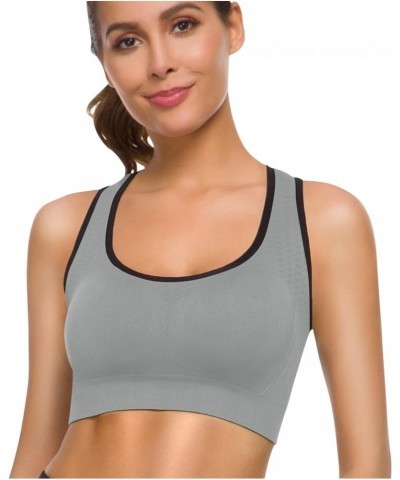 Racerback Sports Bras for Women Seamless Multipack Activewear Bras for Gym Fitness Padded Workout Sleep Everyday Bra Grey/Aqu...