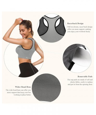 Racerback Sports Bras for Women Seamless Multipack Activewear Bras for Gym Fitness Padded Workout Sleep Everyday Bra Grey/Aqu...