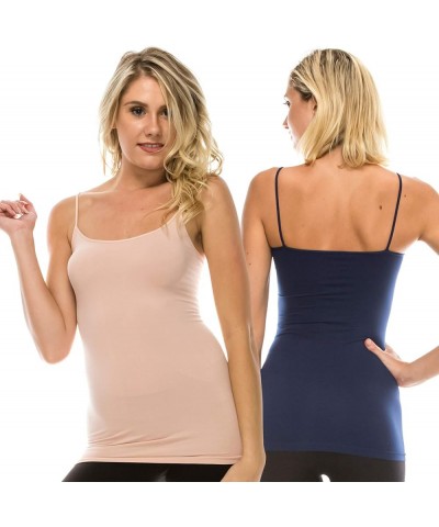 American Made Basic Seamless Cami, UV Protective Fabric UPF 50+ (Made with Love in The USA) Dark Navy/Dusty Pink Set $15.40 T...