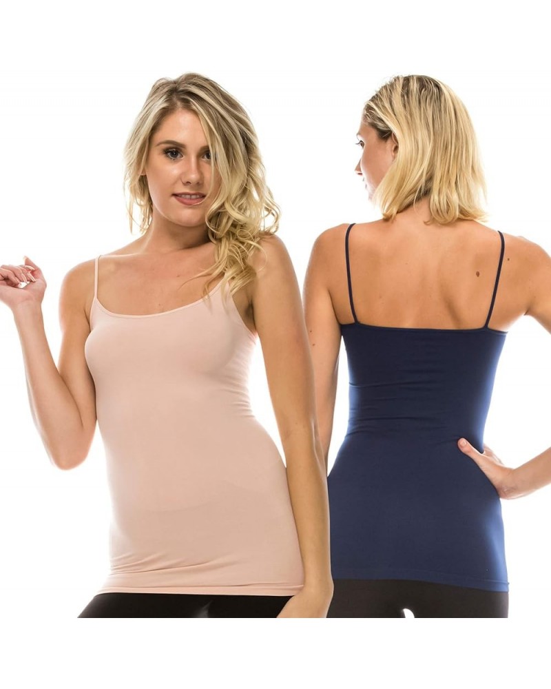 American Made Basic Seamless Cami, UV Protective Fabric UPF 50+ (Made with Love in The USA) Dark Navy/Dusty Pink Set $15.40 T...