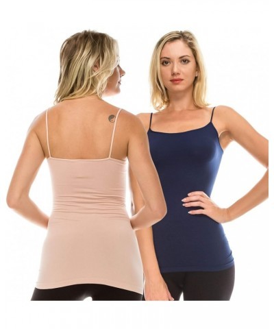 American Made Basic Seamless Cami, UV Protective Fabric UPF 50+ (Made with Love in The USA) Dark Navy/Dusty Pink Set $15.40 T...