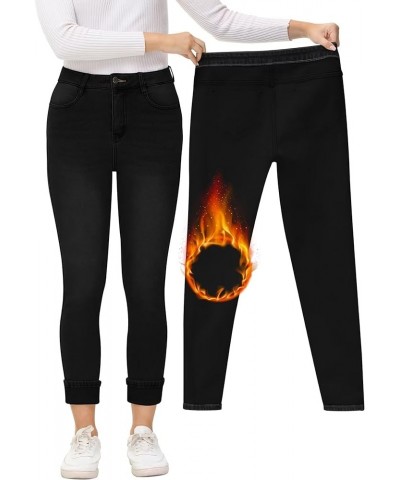 Women's Fleece Lined Jeans Warm Fleece Lined Pants Women 2023 Winter Flannel Skinny Leggings Jeans 1_black $23.99 Jeans