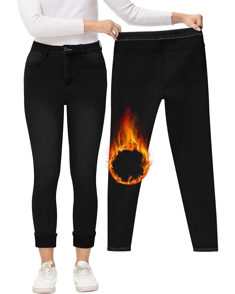 Women's Fleece Lined Jeans Warm Fleece Lined Pants Women 2023 Winter Flannel Skinny Leggings Jeans 1_black $23.99 Jeans