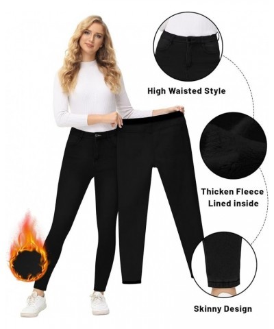 Women's Fleece Lined Jeans Warm Fleece Lined Pants Women 2023 Winter Flannel Skinny Leggings Jeans 1_black $23.99 Jeans