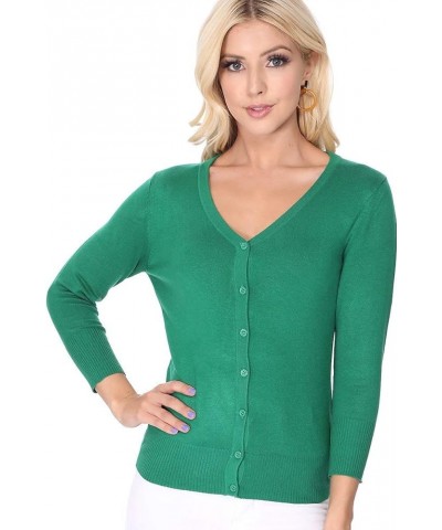 Women's Knit Cardigan Sweater – 3/4 Sleeve V-Neck Basic Classic Casual Button Down Soft Lightweight Top (S-3XL) Clay $12.23 S...