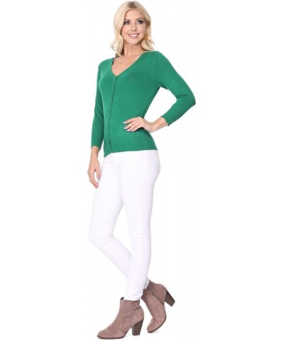 Women's Knit Cardigan Sweater – 3/4 Sleeve V-Neck Basic Classic Casual Button Down Soft Lightweight Top (S-3XL) Clay $12.23 S...