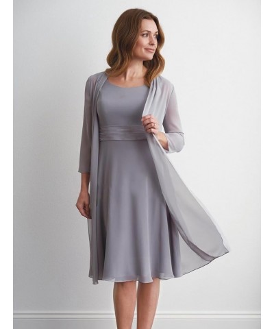 Women's 2 Piece Mother of The Bride Dresses for Wedding with Jacket Knee Length 3/4 Sleeves Formal Dress Wisteria $39.95 Dresses