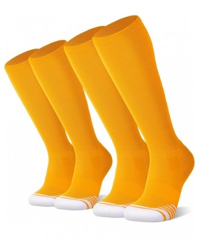 2/3 Pack Baseball Soccer Softball Socks for Kids Youth Men & Women Over-the-Calf Knee High Socks (Multiple Colors) Gold (2 Pa...