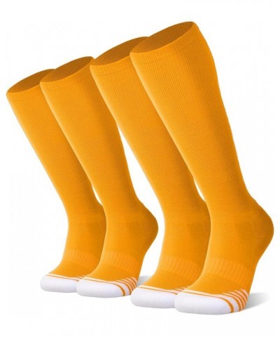 2/3 Pack Baseball Soccer Softball Socks for Kids Youth Men & Women Over-the-Calf Knee High Socks (Multiple Colors) Gold (2 Pa...