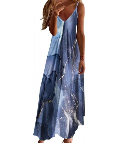 Women's Casual Loose Sundress Long Dress Sleeveless Tie Dye Split Maxi Dresses Summer Beach Dress with Pockets H1d-blue $9.21...