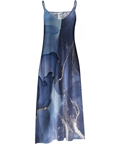 Women's Casual Loose Sundress Long Dress Sleeveless Tie Dye Split Maxi Dresses Summer Beach Dress with Pockets H1d-blue $9.21...