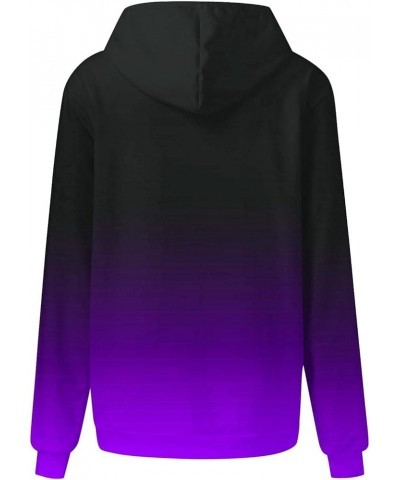 Hoodies for Women Drawstring Pullover with Pocket Gradient Print Oversized Sweatshirt Casual Crewneck Hooded Tops 07 Purple $...