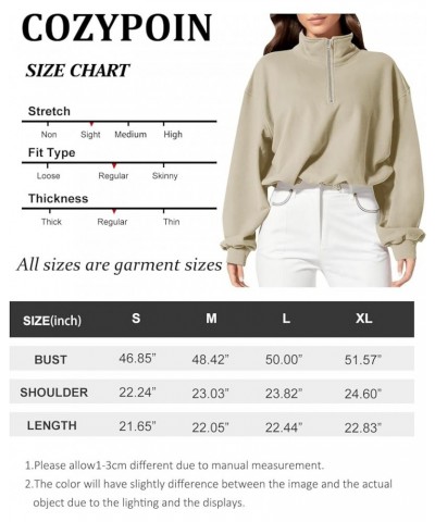 Womens Crop Sweatshirt Oversized Half Zip Stand Collar Pullover Tops Activewear Jacket Bean Green $15.90 Hoodies & Sweatshirts