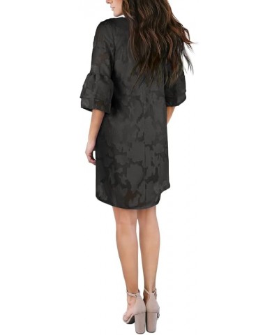 Women's 2024 Summer Dress Sweet & Cute V-Neck Self Tie 3/4 Sleeve Casual Shift Dress O2: Black $21.07 Dresses