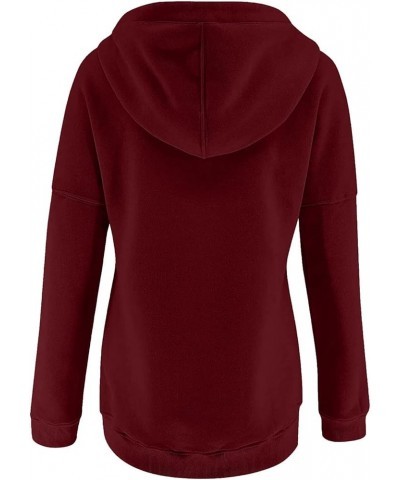 Hoodies For Women,2023 Casual Long Sleeve Drawstring Sweatshirt Lightweight Button Down Loose Fit Pullover D-wine $9.15 Activ...