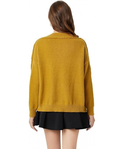 Women's Open Front Button Cardigan Sweater - Cute Long Sleeve Knit Short Outerwear Warm Coat with Pockets Yellow $13.68 Sweaters