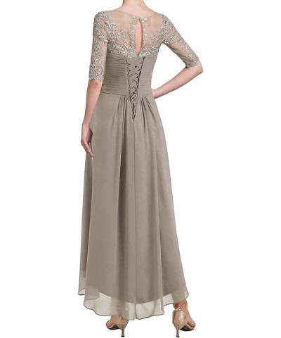 Tea Length Mother of The Bride Dresses with Sleeves Laces Appliques Ruched Chiffon Formal Evening Gowns Dusty Sage $35.25 Dre...