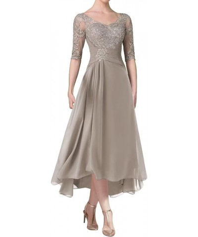 Tea Length Mother of The Bride Dresses with Sleeves Laces Appliques Ruched Chiffon Formal Evening Gowns Dusty Sage $35.25 Dre...