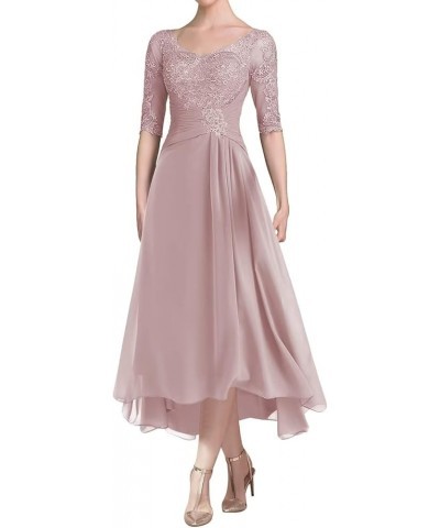 Tea Length Mother of The Bride Dresses with Sleeves Laces Appliques Ruched Chiffon Formal Evening Gowns Dusty Sage $35.25 Dre...