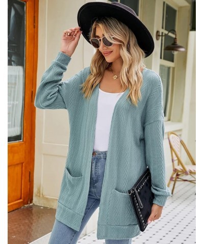 Womens Cardigans Long Sleeve Open Front Casual Lightweight Soft Knit Sweater Outerwear with Pockets Green $9.50 Sweaters