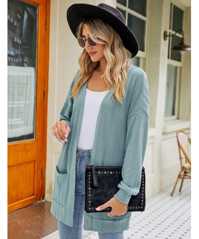 Womens Cardigans Long Sleeve Open Front Casual Lightweight Soft Knit Sweater Outerwear with Pockets Green $9.50 Sweaters