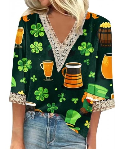 St Patricks Day Shirt Women 2024 Irish Shamrock Lucky Tops Long Sleeve V Neck Cold Shoulder Dressy Tunic Blouses C-camouflage...