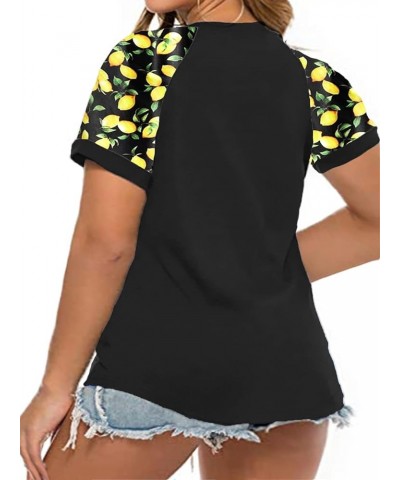 Plus Size Tops for Women Summer Raglan Color Block T Shirts Short Sleeve Loose Fit Tee Vfl84_black $13.95 Others