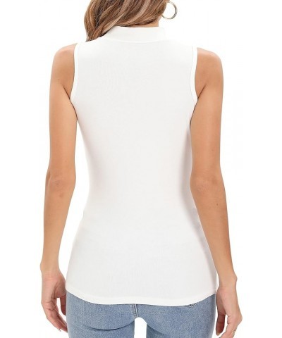 Womens Turtle Neck Sleeveless Shirt Fitted Basic Tank Top Soft White $11.88 Tanks