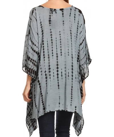 Wren Lightweight Circle Poncho Top Blouse With Detailed Embroidery Td-grey $19.79 Blouses