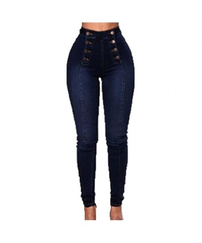 Women's Double Breasted Jeans High Waisted Skinny Butt Lift Jeans for Women Stretch Slim Denim Pants Calf Jeans (Medium,Blue)...