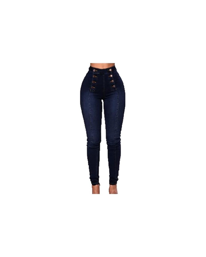 Women's Double Breasted Jeans High Waisted Skinny Butt Lift Jeans for Women Stretch Slim Denim Pants Calf Jeans (Medium,Blue)...