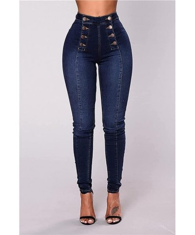 Women's Double Breasted Jeans High Waisted Skinny Butt Lift Jeans for Women Stretch Slim Denim Pants Calf Jeans (Medium,Blue)...