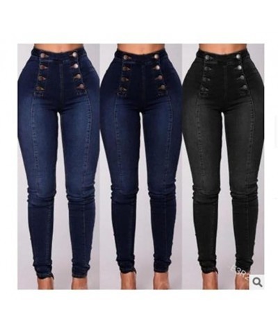 Women's Double Breasted Jeans High Waisted Skinny Butt Lift Jeans for Women Stretch Slim Denim Pants Calf Jeans (Medium,Blue)...