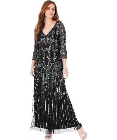 Women's Plus Size Beaded Dress Black $71.12 Dresses