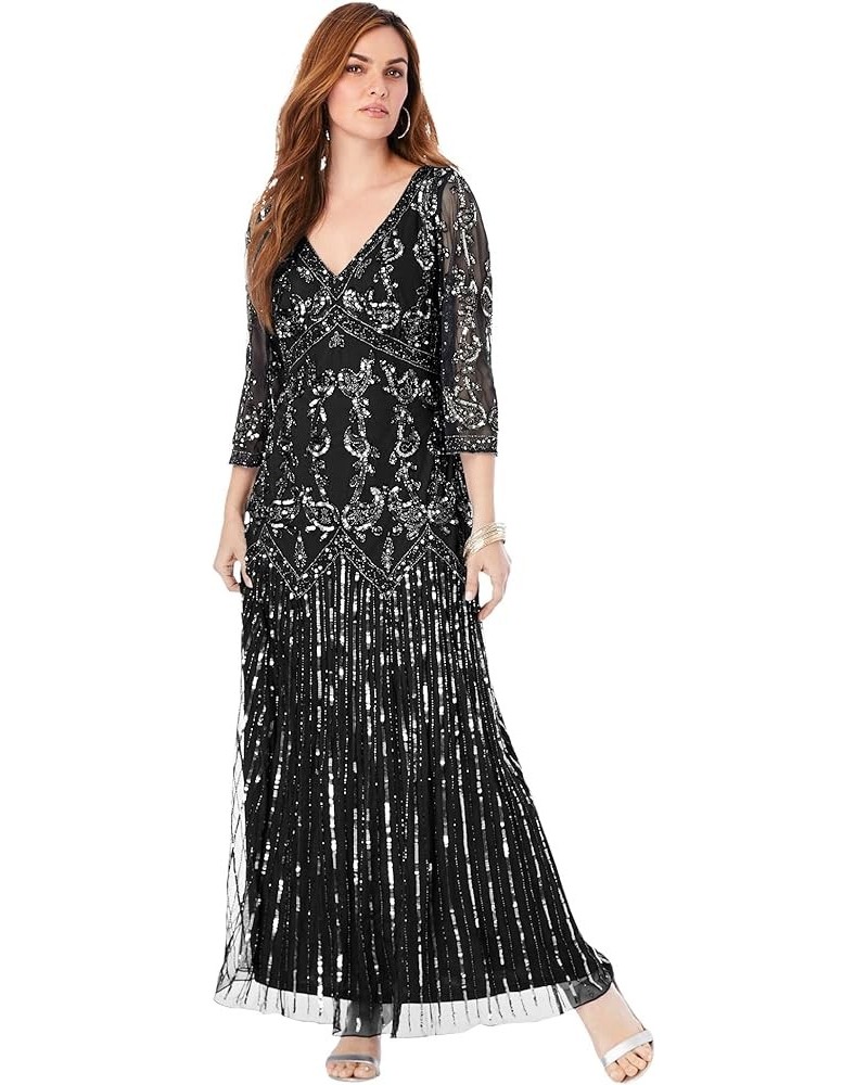 Women's Plus Size Beaded Dress Black $71.12 Dresses