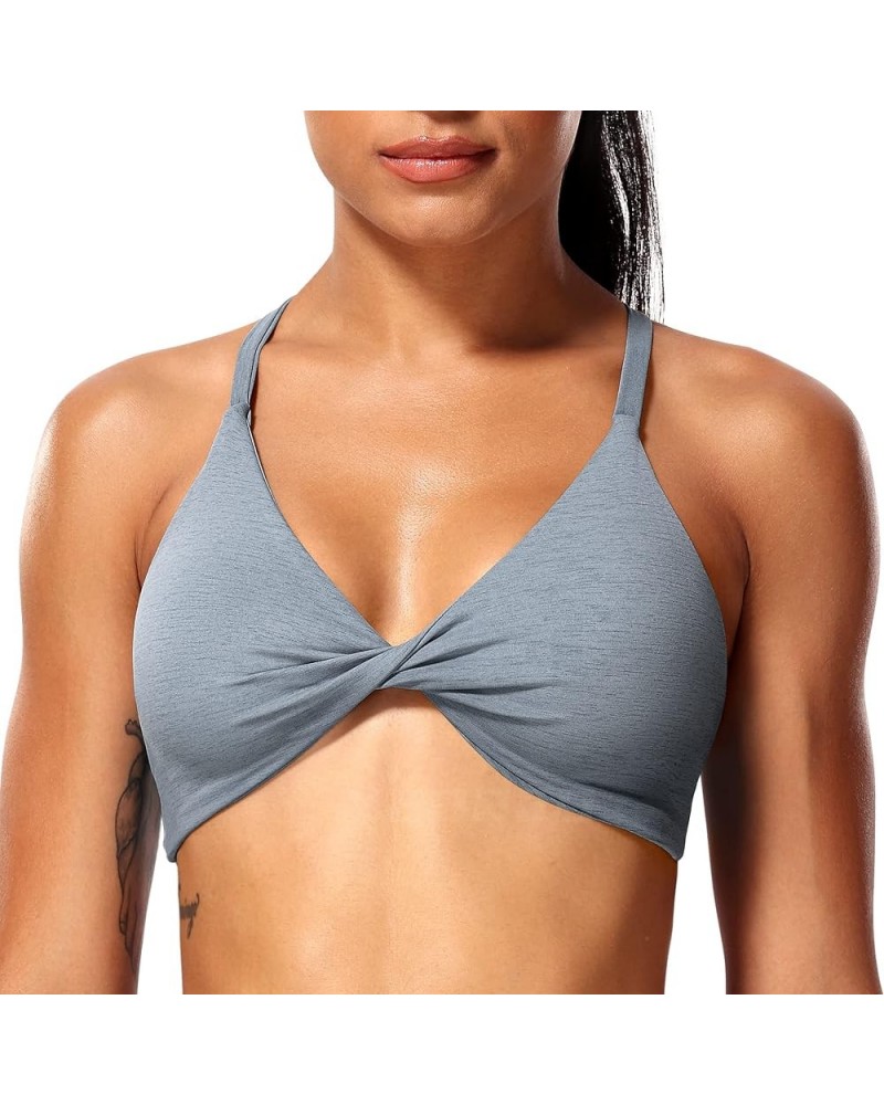 Women Sports Bra Padded Criss Cross Back Low Medium Impact Yoga Tank Tops 1 Grey Marl $13.33 Lingerie