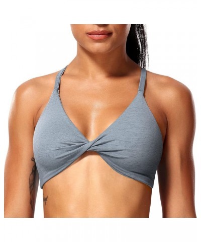 Women Sports Bra Padded Criss Cross Back Low Medium Impact Yoga Tank Tops 1 Grey Marl $13.33 Lingerie