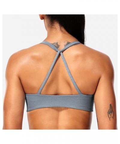 Women Sports Bra Padded Criss Cross Back Low Medium Impact Yoga Tank Tops 1 Grey Marl $13.33 Lingerie