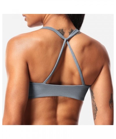 Women Sports Bra Padded Criss Cross Back Low Medium Impact Yoga Tank Tops 1 Grey Marl $13.33 Lingerie