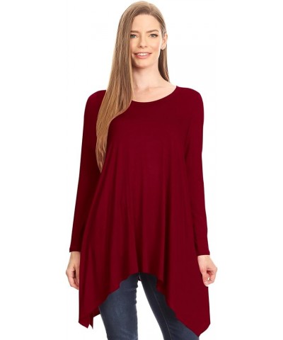 Women's Solid Casual Comfy Short Sleeve Jersey Knit A-Line Midi Dress Hdr00044 Burgundy $15.65 Dresses