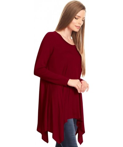 Women's Solid Casual Comfy Short Sleeve Jersey Knit A-Line Midi Dress Hdr00044 Burgundy $15.65 Dresses