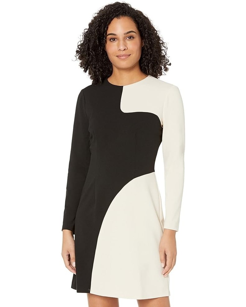 Women's Color Block Long Sleeve Mini Dress Black/Horn $29.75 Dresses