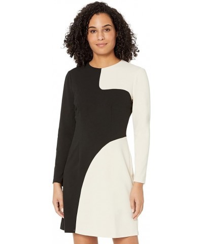 Women's Color Block Long Sleeve Mini Dress Black/Horn $29.75 Dresses